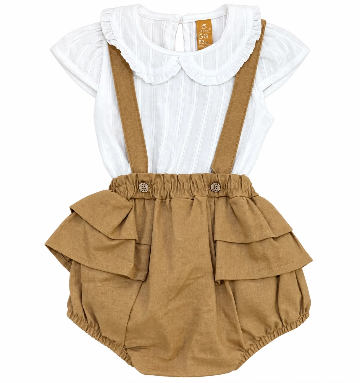 CONJUNTO BODY TECIDO E JARDINEIRA UP BABY