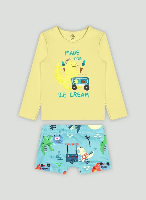 CONJUNTO INFANTIL COM CAMISETA E SUNGA BOXER